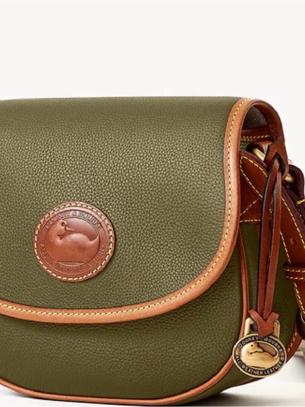 Dooney & Bourke Compact Olive Crossbody with Tan Trim - Picture 4 of 8